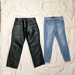 Jamin Leather Motorcycle Pants + Refuge Jeans - Size 14 (XL) Lot
